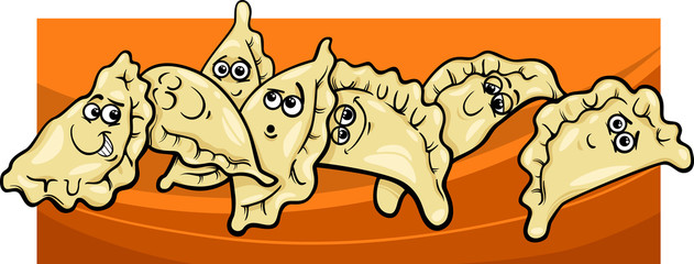 pierogi or dumplings cartoon illustration