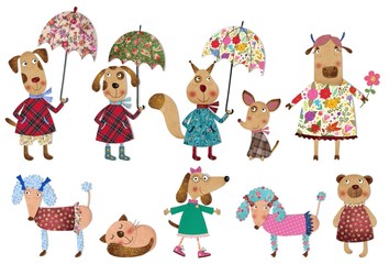 Fototapeta premium Set cartoon characters