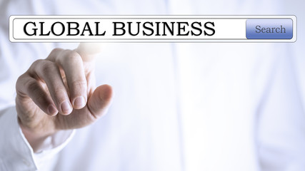 Naklejka premium Global business search bar on a virtual screen