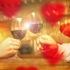 Valentine's Day concept with wine and glasses
