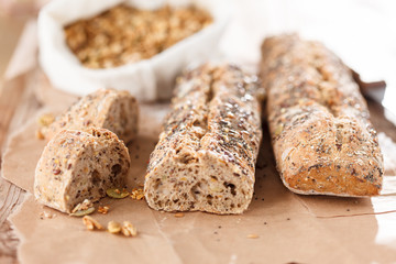 bread on wood background