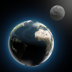 The Earth and Moon (elements furnished by NASA)