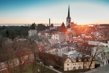 Early morning in old town of Tallinn, Estonia