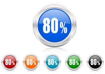 80 percent icon vector set