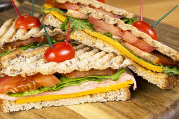 Ham panini grilled Italian sandwich