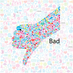 thumb down icon and social network