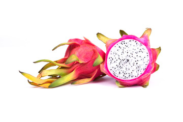 Dragon Fruit slice on white background