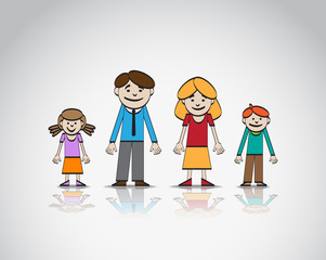 Color sketch of the family. Vector image