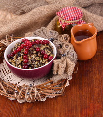 Bowl with kutia -  traditional Christmas sweet meal in Ukraine,