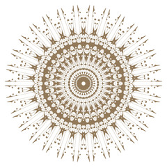 Decorative gold and frame with vintage round patterns on white.