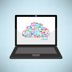 Computer clicking cloud icon. Concept vector illustration, EPS10