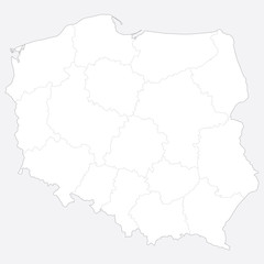 Fototapeta na wymiar map of Poland with voivodeships