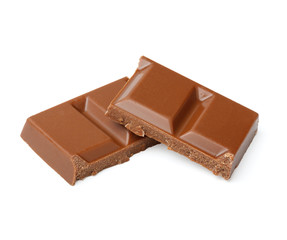 Two chocolate bars isolated on white background