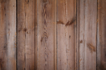 Old scratched wooden table background top view