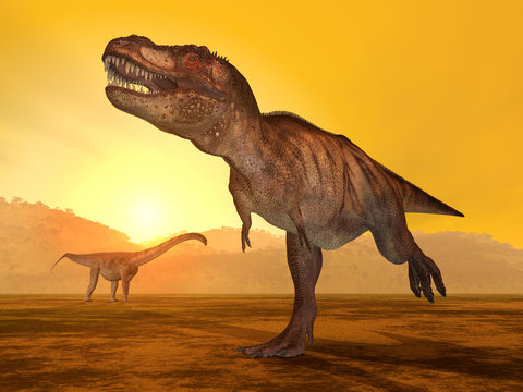 Tyrannosaurus Rex and Puertasaurus