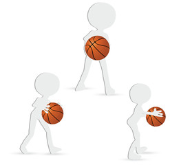 vector basketball players silhouette collection in pass position