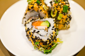 traditional fresh japanese sushi rolls