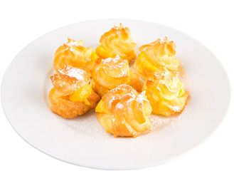 Home made cream puff on a white background