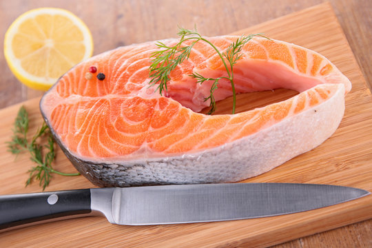 raw salmon steak