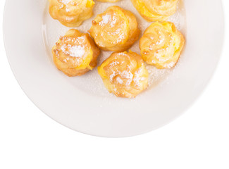 Home made cream puff on a white background