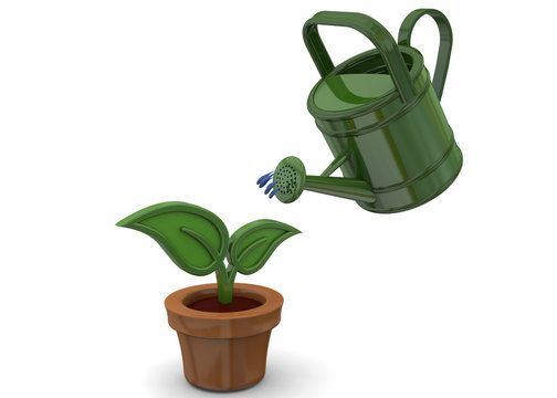 Watering a Plant - 3d