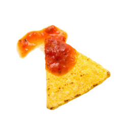 Crunchy corn tortilla chip and salsa