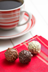 chocolate truffles with coffee
