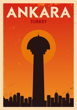Vintage Ankara Atakule Poster