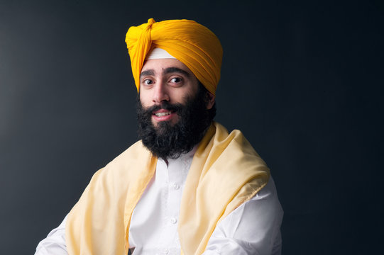 Portrait Of Indian Sikh Man With Bushy Beard