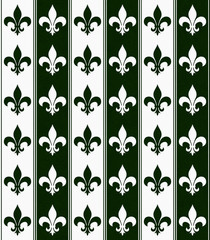 Hunter Green and White Fleur De Lis Textured Fabric Background © Karen Roach
