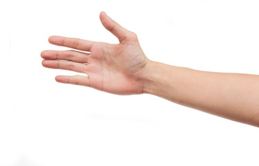 hand showing the five fingers isolated on a white