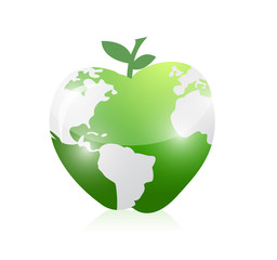 green world map apple illustration design