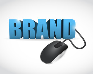 brand word connected to a mouse. illustration