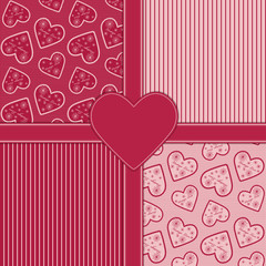 Valentine's seamless pattern background set.