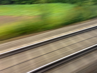 Schienen von Eisenbahn. Zugfahrt