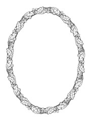 oak leaf oval frame black silhouette