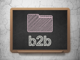 Business concept: Folder and B2b on chalkboard background