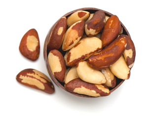 brazil nuts in a wooden bowl