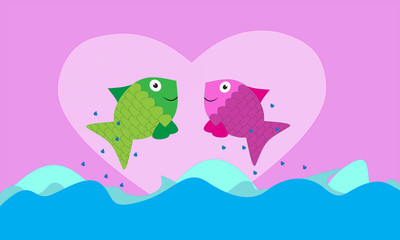Fish valentine background