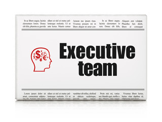 Business concept: newspaper with Executive Team and Head With