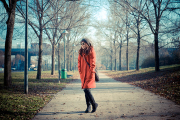 beautiful woman red coat