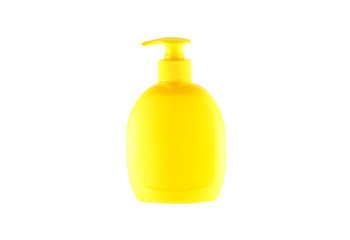 Yellow bottle for liquid soap from a dispenser