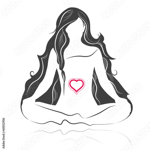 Download "Black and White Yoga Silhouette - Meditation" Stock image ...