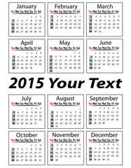 Portrait calendar for 2015 Year