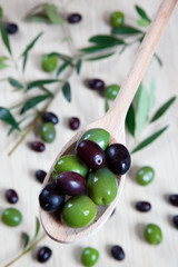 Green and black olives