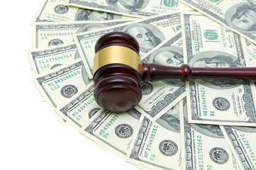 gavel and U.S. dollars closeup