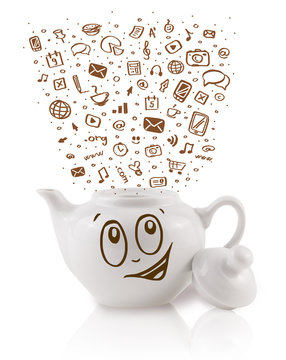 Coffe can with hand drawn media icons