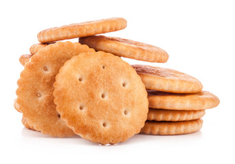 Fototapeta na wymiar Round crackers isolated on white background