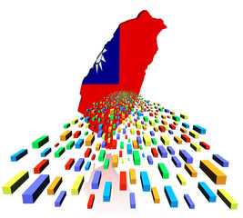 Taiwan map flag reflected with containers illustration