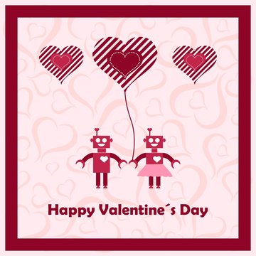 Happy valentines day with loving robots.